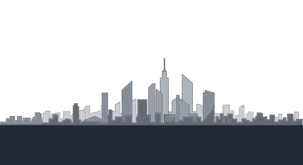 Obraz premium Modern city skyline silhouette illustration against white background