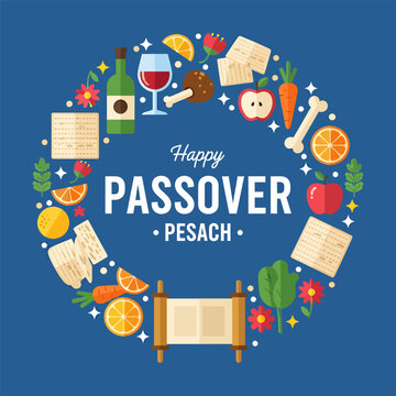 Social media post happy passover vector illustration design