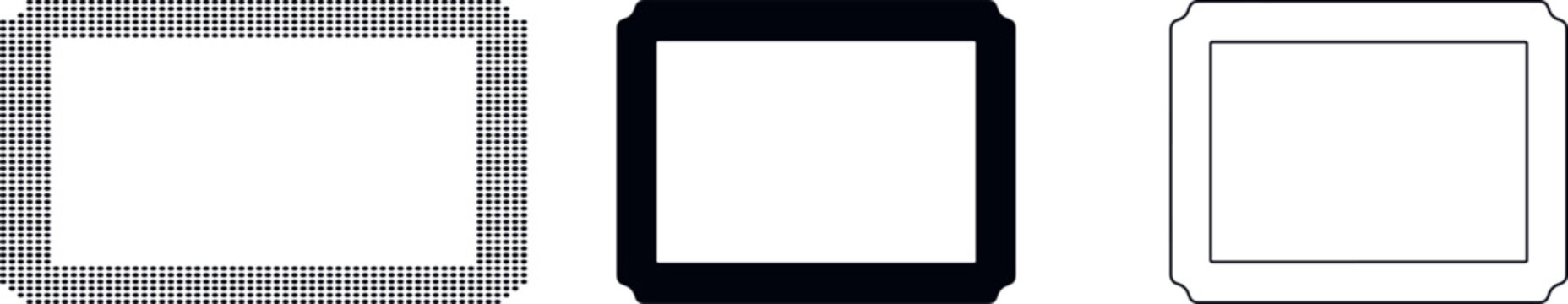 Rounded Square Frame Variations Dotted Solid Outline Modern Design vector
