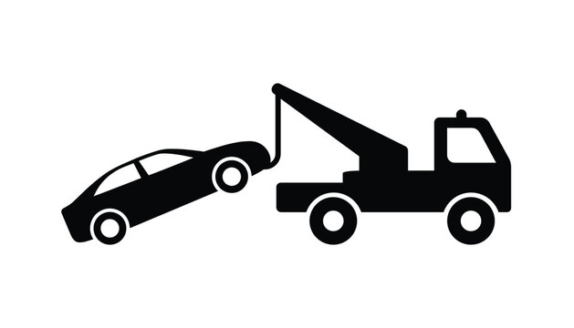 Tow truck icon vector isolated symbol. Car towing icon. Auto help icon. Towing truck service icon