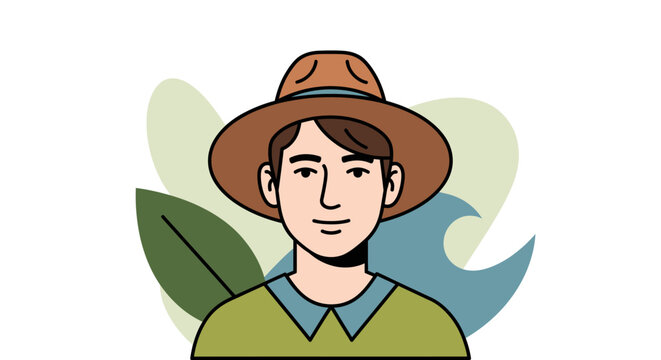 Smiling man wearing hat vector illustration against abstract background