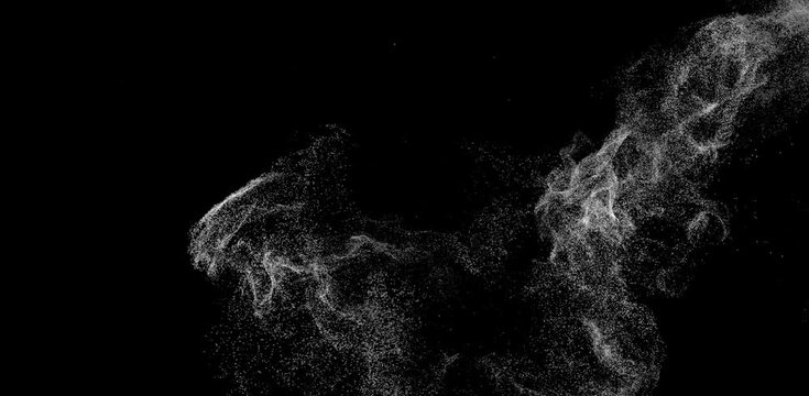 Cinematic Dust Burst Explosion Isolated on Black