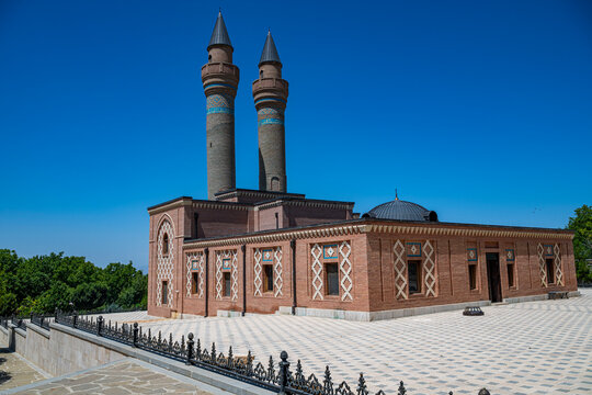 Mausoleum in Garabaghlar showcases historic architecture in Azerbaijan under clear skies