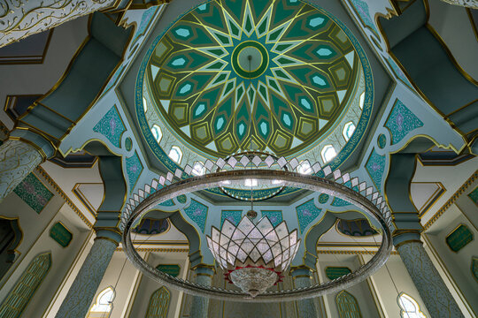 Exploring the intricate design of the Haydar Mosque interior in Nakhchivan, Azerbaijan