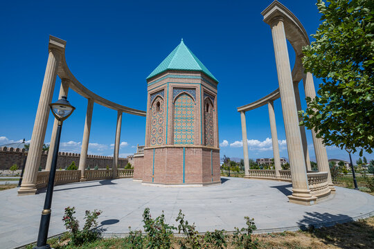 Exploring Noahs Mausoleum in Nakhchivan, Azerbaijan under a clear sky