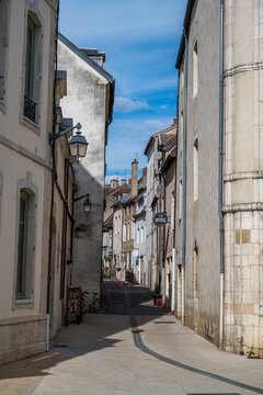 Exploring old streets of Beaune in Burgundy France on a sunny day