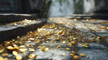 Naklejka premium Golden pathway decoration
