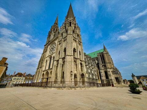 Cathedral of Chartres stands tall showcasing its historic architecture and intricate design in France's UNESCO heritage site