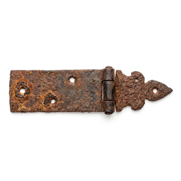 Rusty hinge isolated on white background for industrial use  