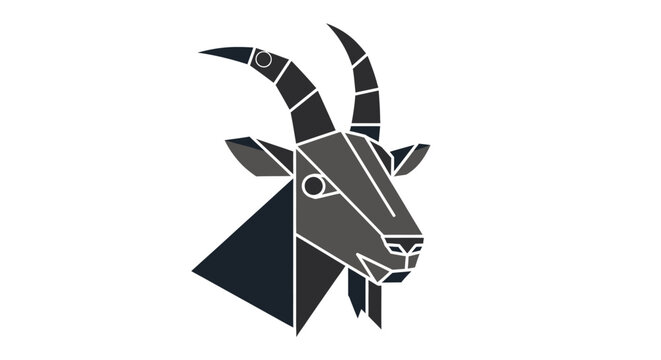 Geometric goat head silhouette on white background for design elements