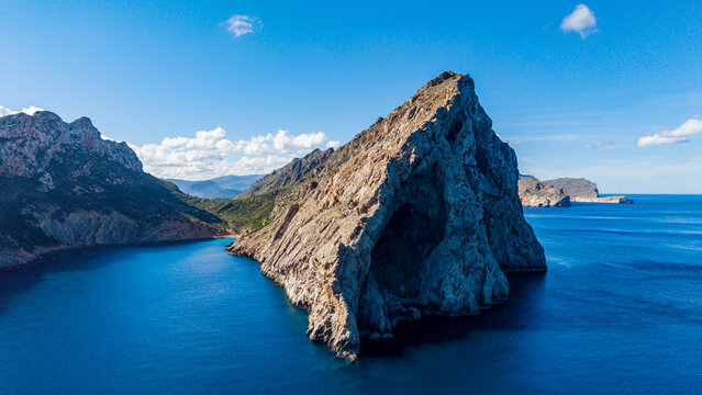Aerial view of turquoise water and rock formations in Mallorca's Vale Boquer
