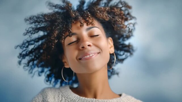 Inner Peace: A serene portrait of a person with closed eyes, embracing tranquility, exuding inner peace and relaxation. The person is in a state of calm.