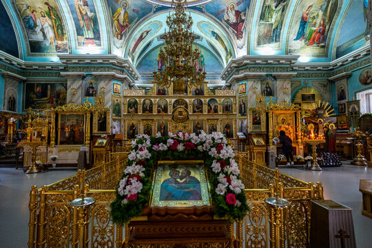 Exploring the intricate design of the Cathedral of St. Peter and St. Paul in Gomel during a quiet moment of reflection