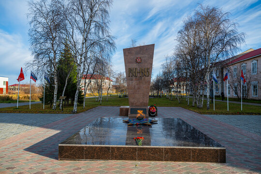 World War Two monument sits in the center of Naryan-Mar honoring the sacrifices made during the conflict in Russia