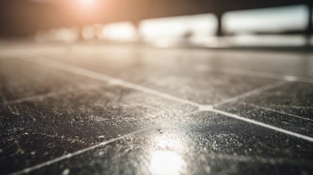 Solar Panel Close-up: a close-up shot of a solar panel, its surface capturing the essence of renewable energy and sustainable living. Focus on the grid lines and overall texture of the panel.