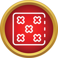 Obraz premium Tufted mattress or cushion fabric icon on a vibrant red circle with a golden border
