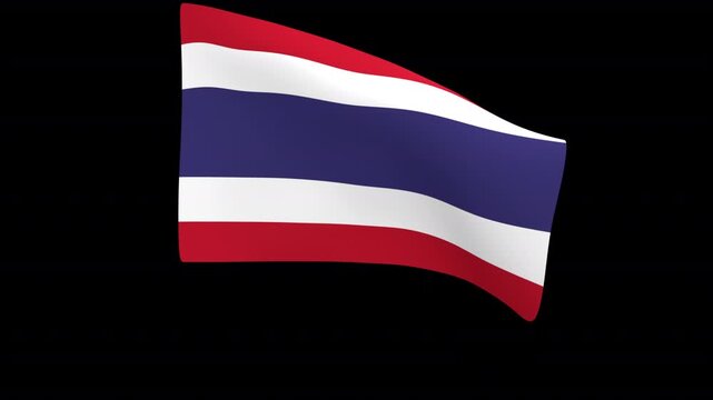 Flag of Thailand &ndash; 3d render looped with alpha channel.