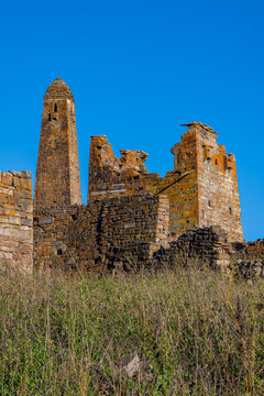 Exploring an abandoned mountain village in Chechnya, surrounded by nature and history in the Caucasus region of Russia