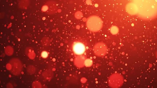 Abstract background with glowing red particles and soft bokeh light effects