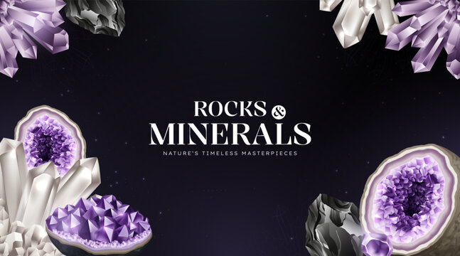 Realistic Rocks and Minerals Showcase Composition
