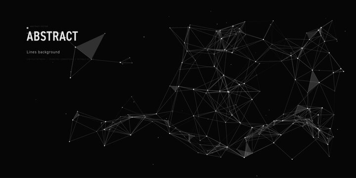 Black Abstract Plexus Network Background With Right Copy Space