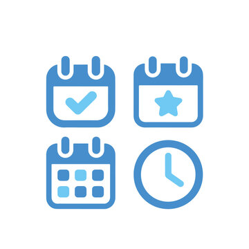 blue calender icon set silhouette