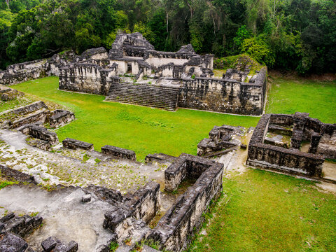 Exploring the Central Acropolis in Tikal, a historic site in the Peten Department of Guatemala
