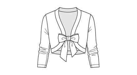 Fashion sketch of a white bolero jacket with a bow © Vect