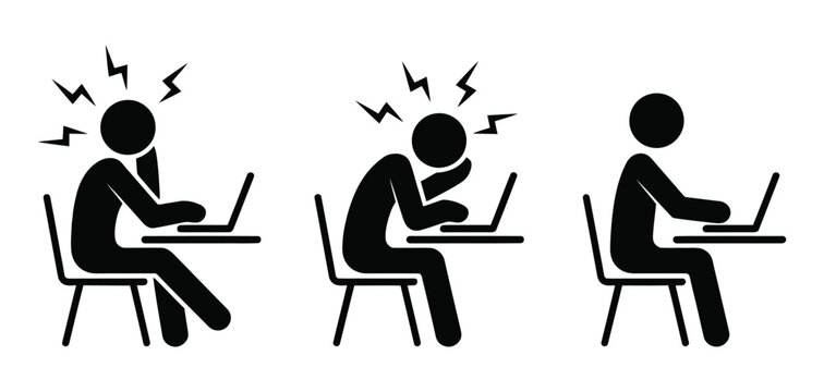 Workplace Posture and Shoulder pain prevention illustration featuring correct and incorrect sitting positions at desk, vector healthcare and ergonomics concept.