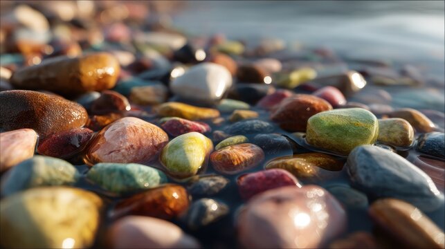 Colorful wet pebbles
