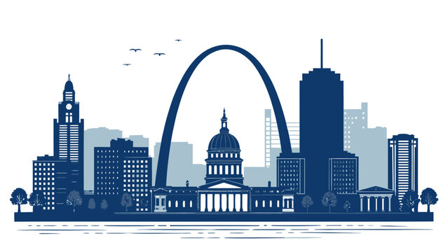 St louis missouri city skyline vector illustration with gateway arch