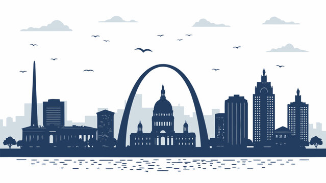 St louis missouri city skyline silhouette with gateway arch illustration