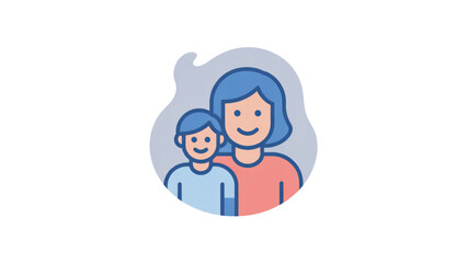 Fototapeta premium Smiling mother and child standing together with soft pastel background Vector