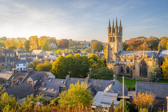 View of St John the Baptist Church and Tideswell during autumn in the Peak District