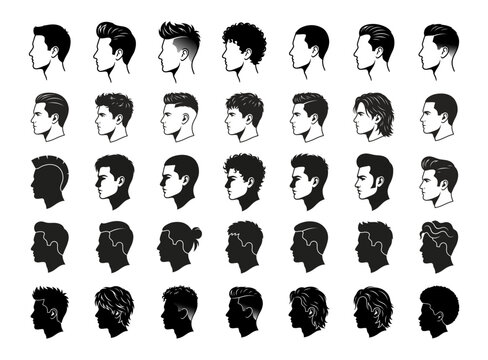 Men's Hairstyles and Haircut Profile Silhouettes