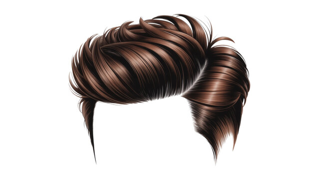 Realistic brown curly hairstyle with side bangs Vector