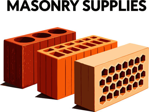 Isolated a realistic kinds of deferent Perforated bricks vector art with white background..
