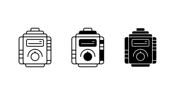 Retro Portable Radio Icons, Vintage Music Player Vector Set, Old School Audio Device Graphics