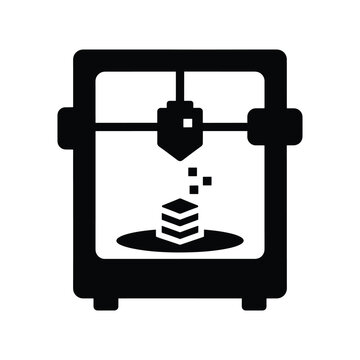 Advanced 3D printer technology silhouette icon