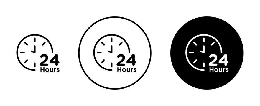 Twenty four hours icons vector graphics collection on white background