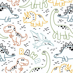 Fototapeta premium Dinosaur Seamless Pattern