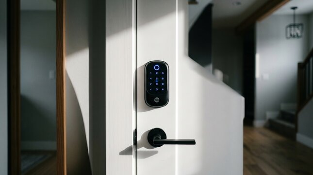 Lift modern berbahan logam baja di dalam hotel bisnis ini dilengkapi papan tombol digital dan panel teknologi perlindungan untuk keamanan publik