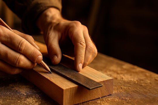 Close Close Carpenter Measuring Vintage Metal - Herramientas y Oficios Manuales Stock Photo