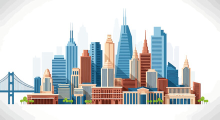 Fototapeta premium Cityscape of skyscrapers and buildings representing urban development and architecture.