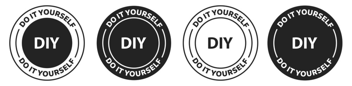 DIY Logos in Circular Design with White Background