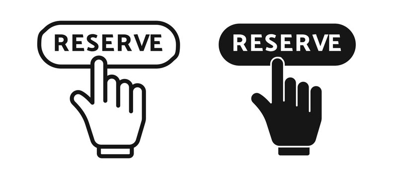 Hand Clicking Reserve Button, Isolated on White Background