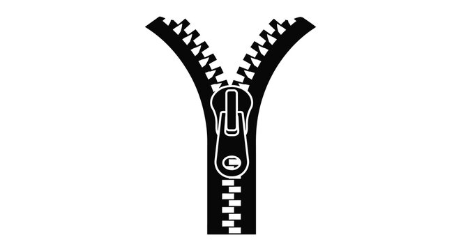 Black zipper silhouette graphic design element for apparel and accessories