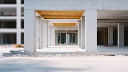 Naklejka premium Modern concrete building under construction site