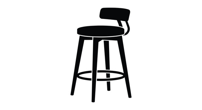 Silhouette of a modern bar stool with backrest