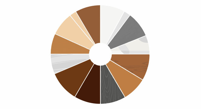 Circular chart with segments of varying shades of brown and grey
